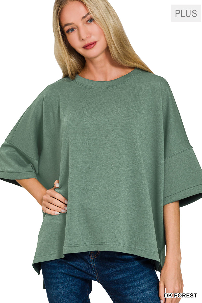 Scuba Round Neck Top PLUS-Dark Forest