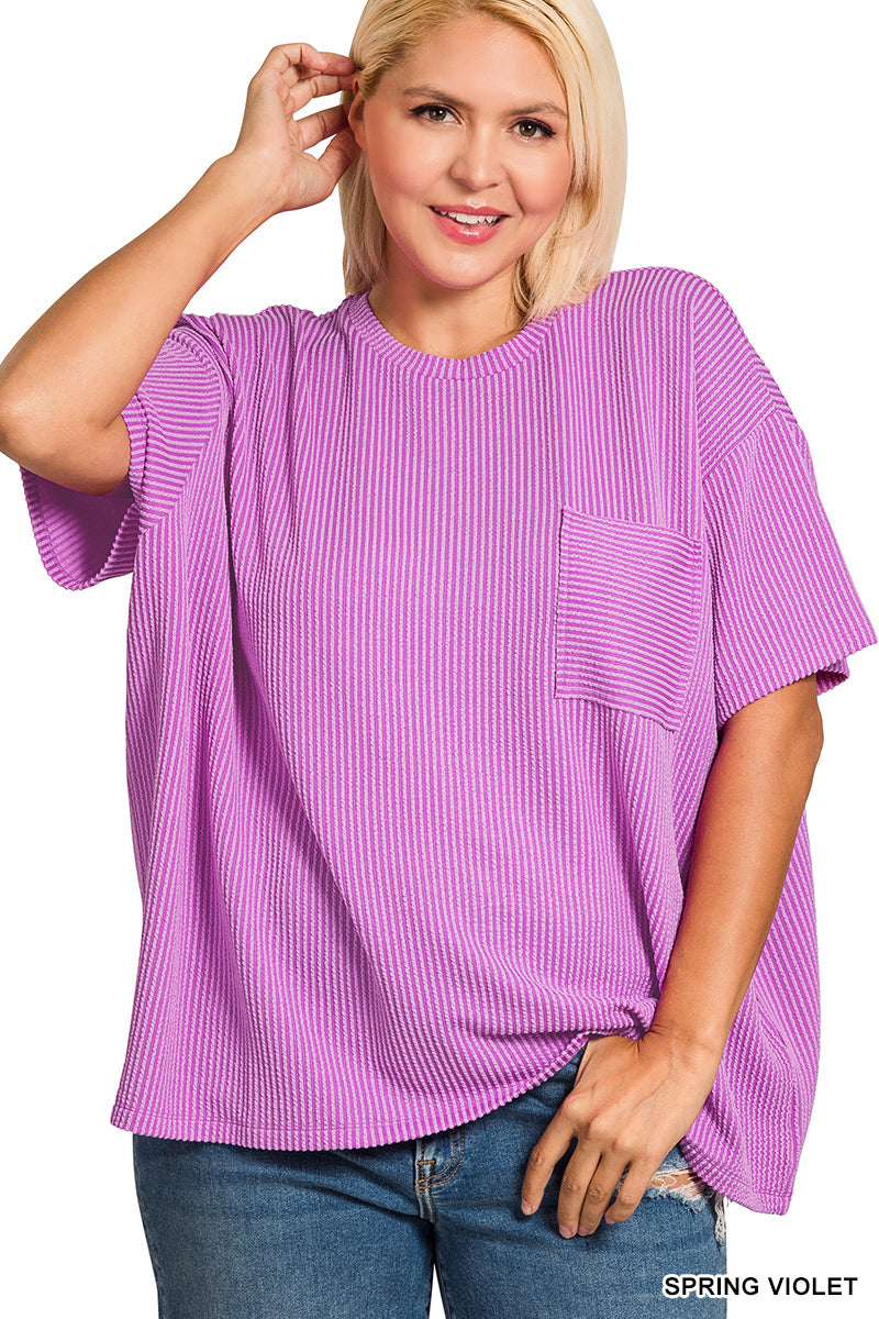 Your Fav Raised Ribbed Tee PLUS-Spring Violet