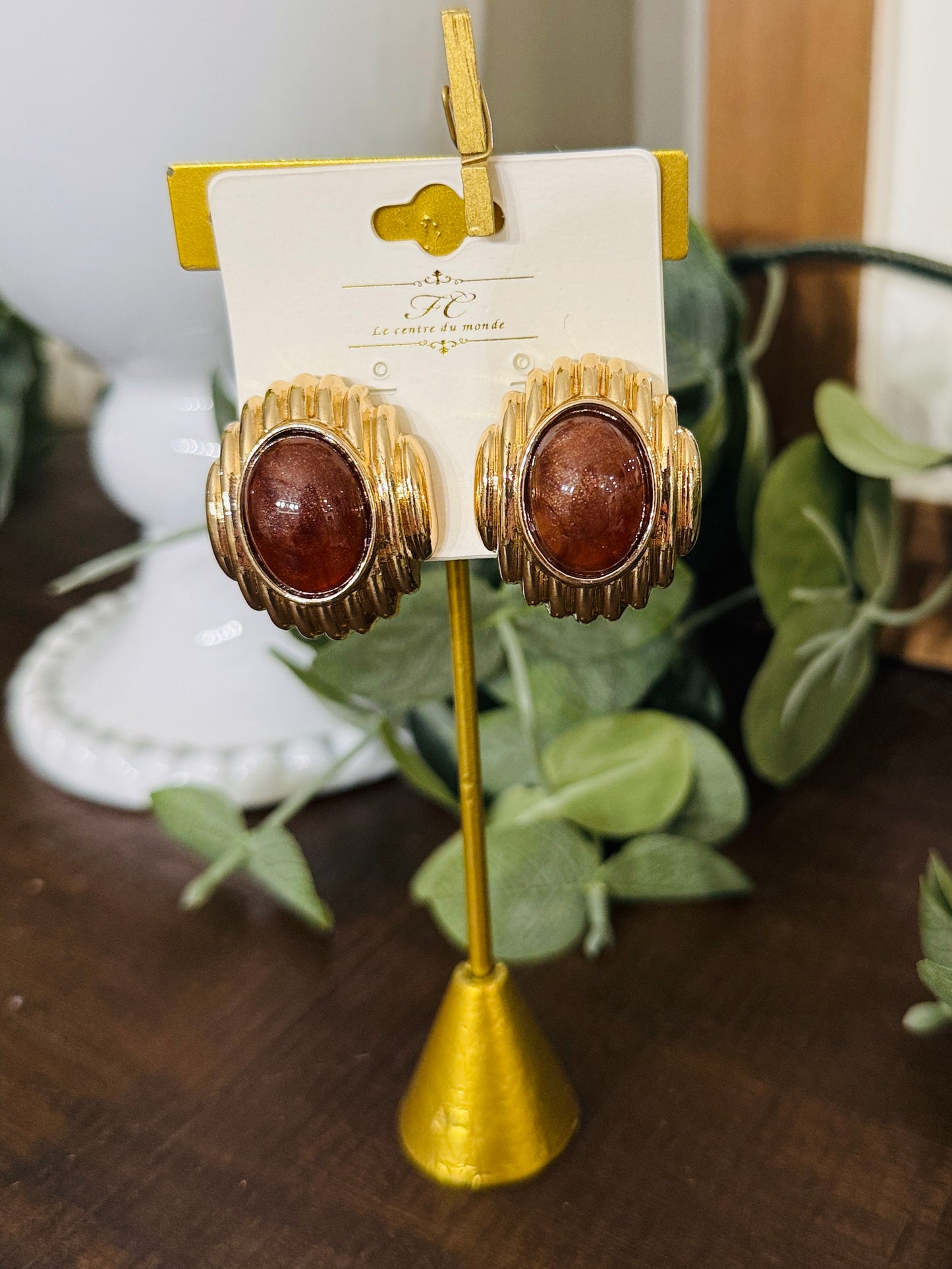Stepping Out Earrings-Brown