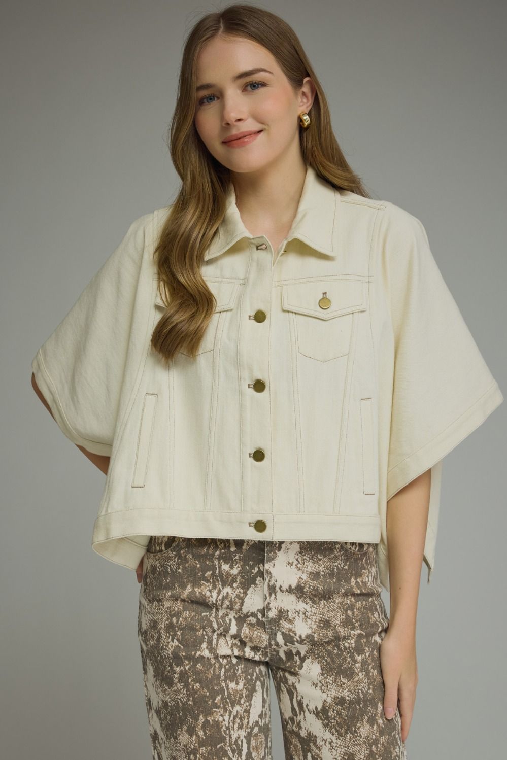 The Ecru Denim Short Sleeve Oversized Jacket