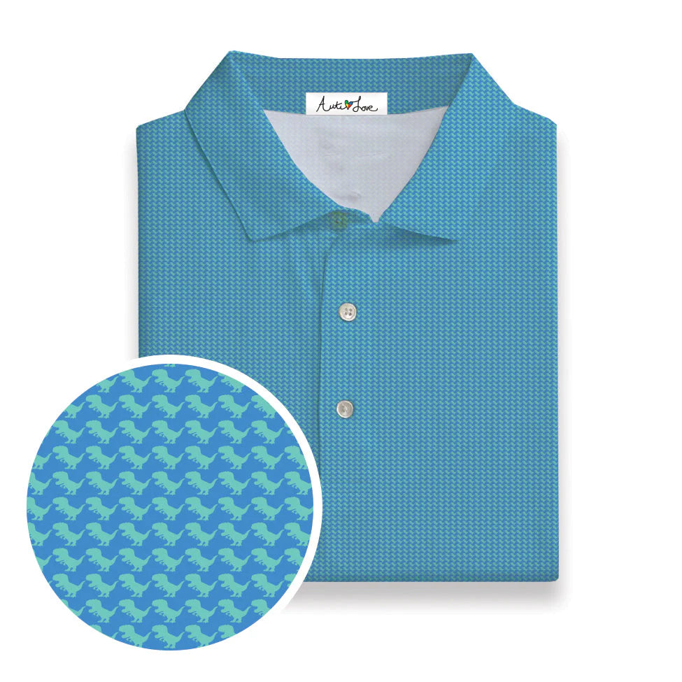 Sealime Blue T-Rex Performance Polo(Toddler)