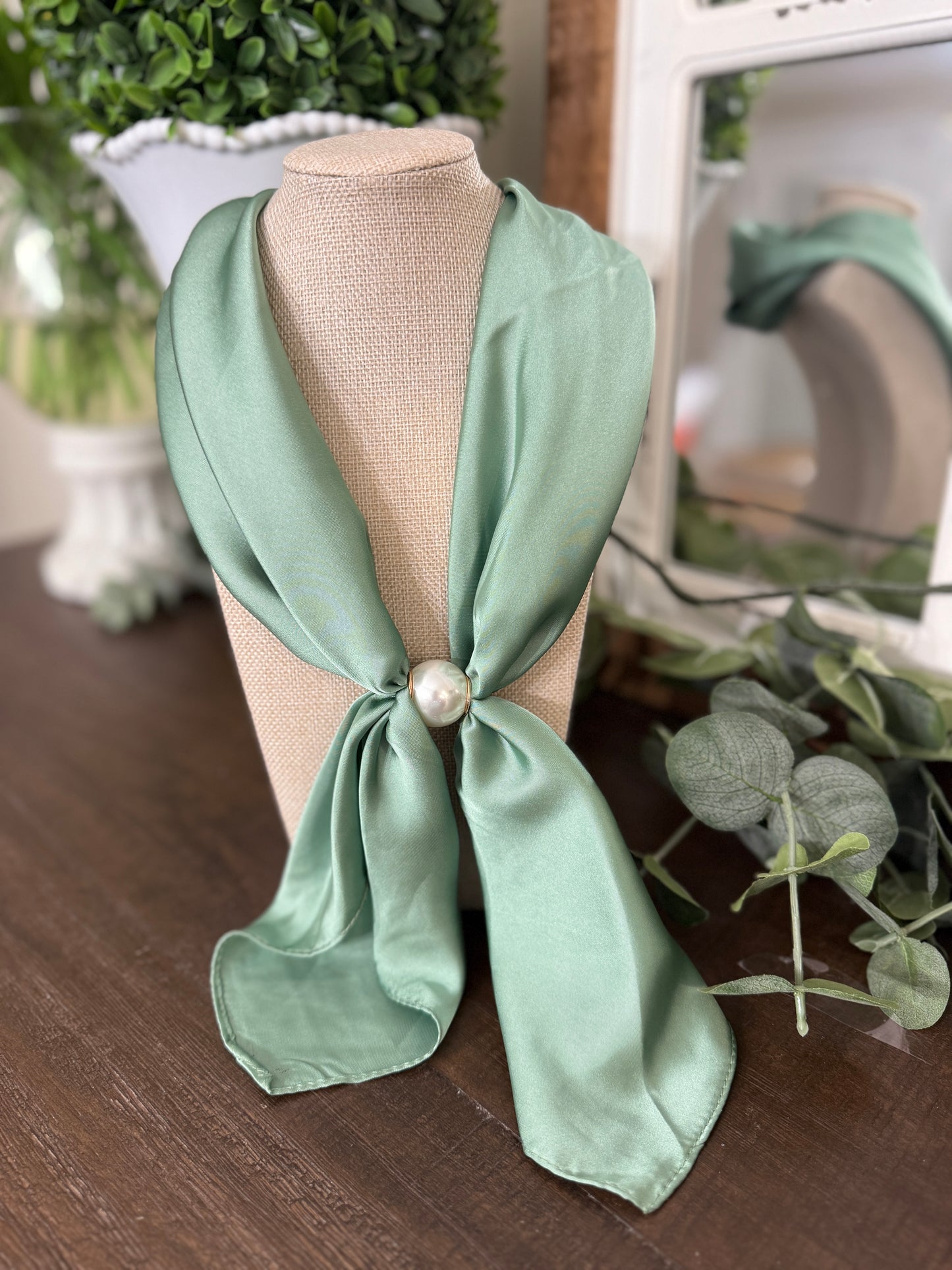 The Trin Scarf Necklace-Sage