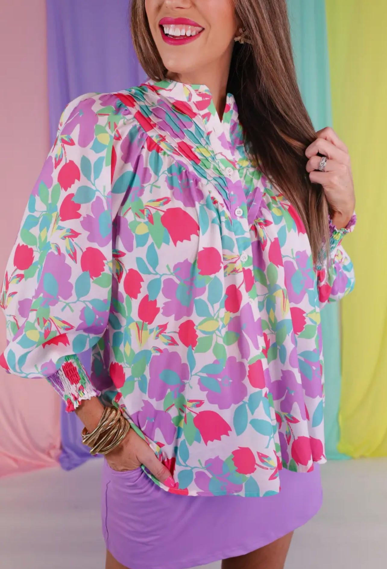 The Katie Pastel Button Up Blouse
