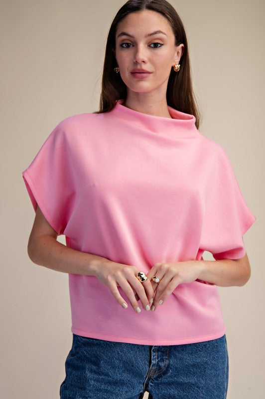 Basic Mockneck Top-Pink