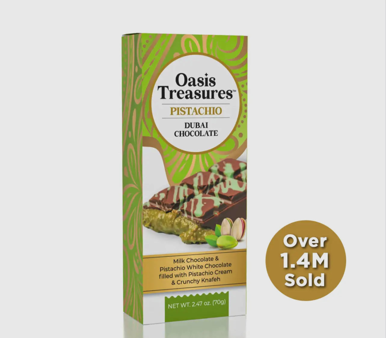Dubai Chocolate Pistachio Bar by Oasis Treasures