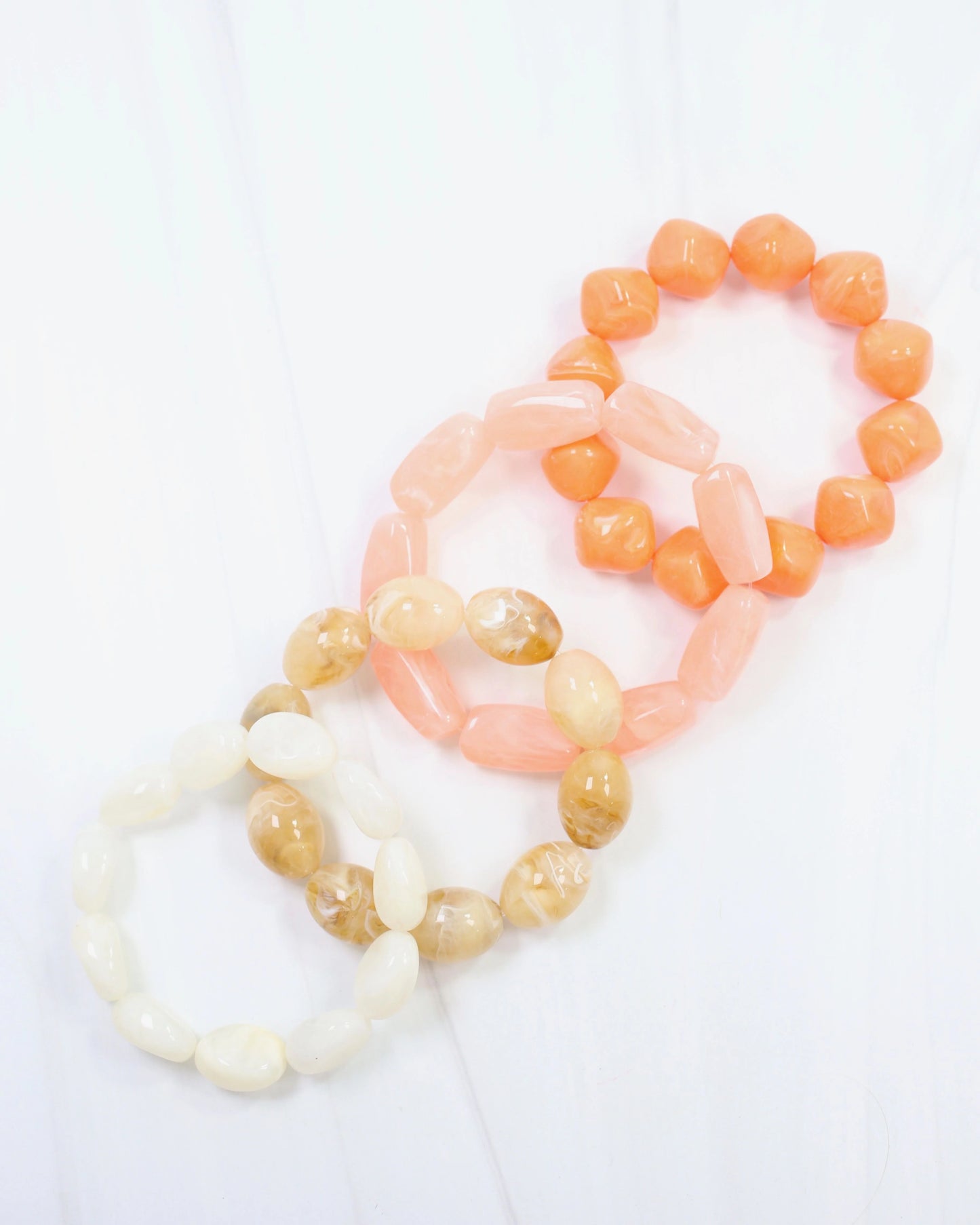 Joplin Marble Beaded Bracelet Set Coral
