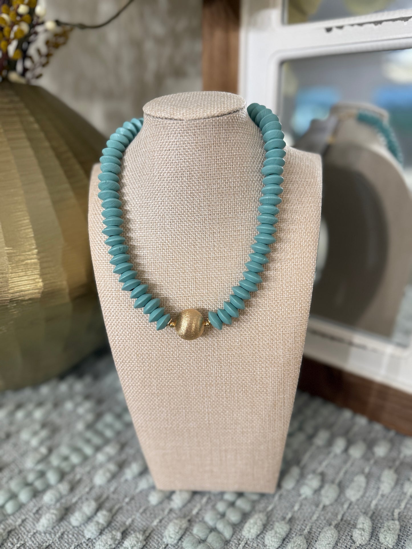 Ball Disc Necklace-Teal