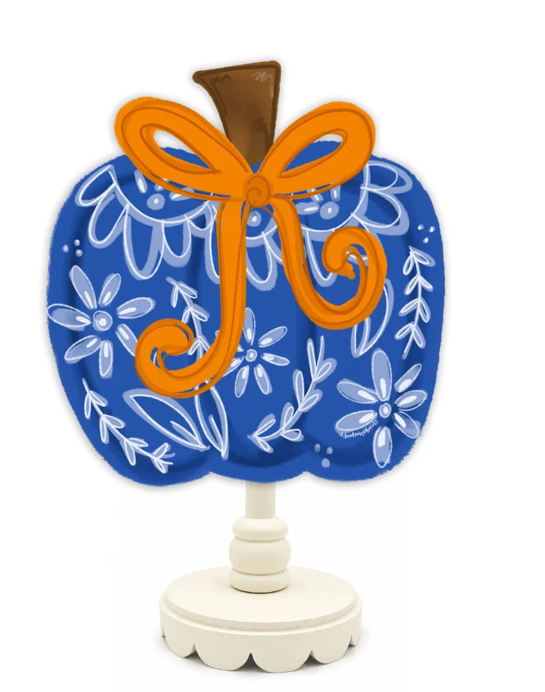 Blue and White Pumpkin Topper