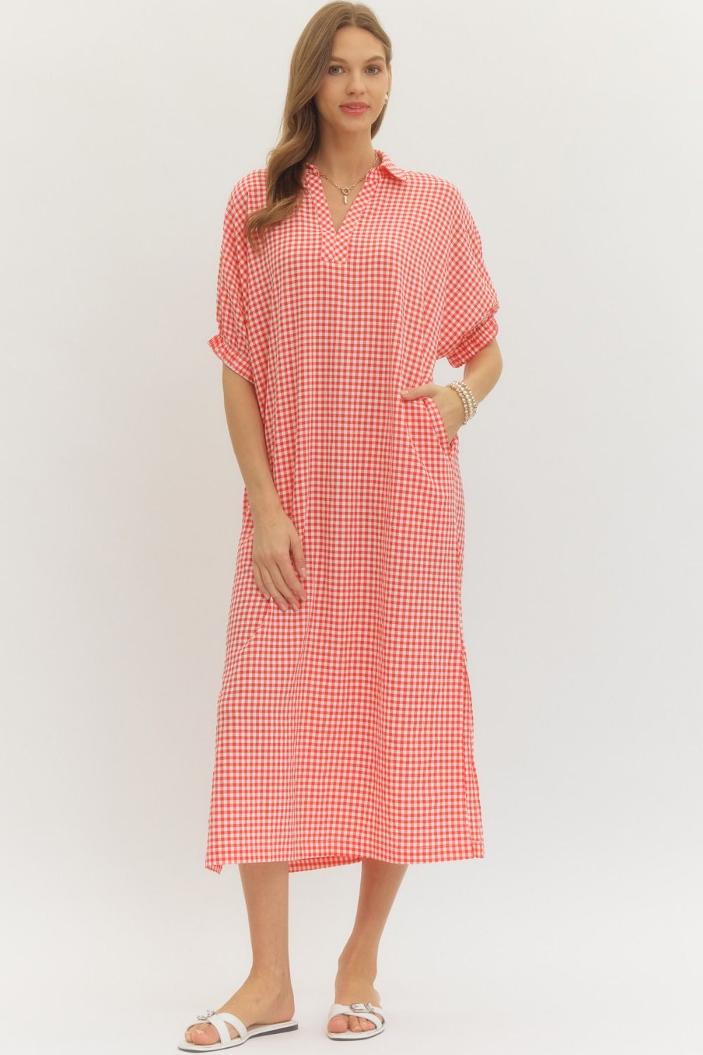 Picnic Date Midi Dress-Red