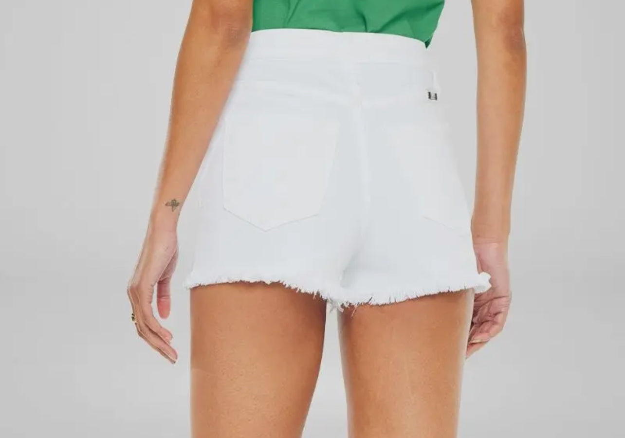 Kan Can High Rise White Shorts