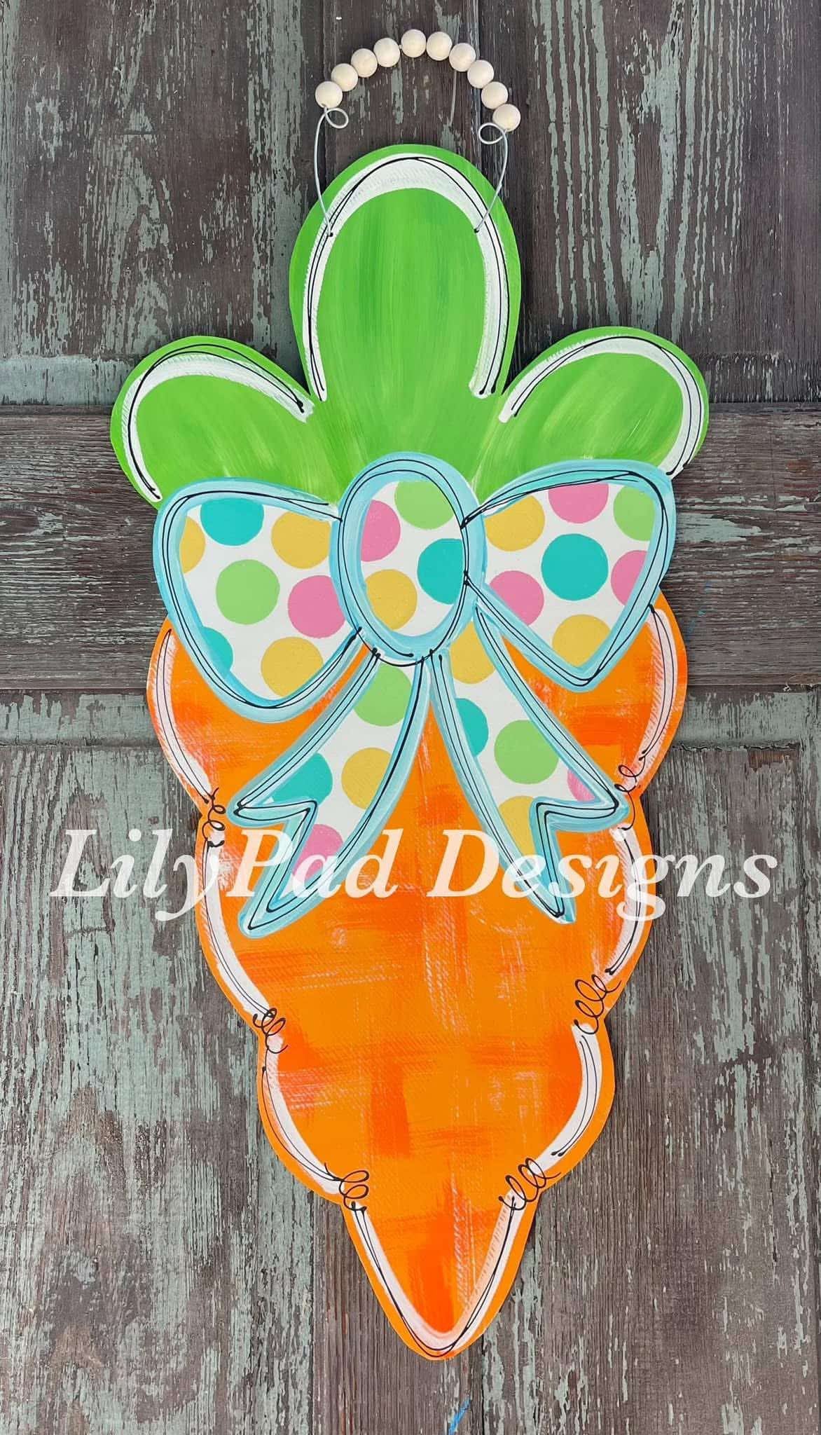 LilyPad Designs Carrot with Blue Bow Door Hanger
