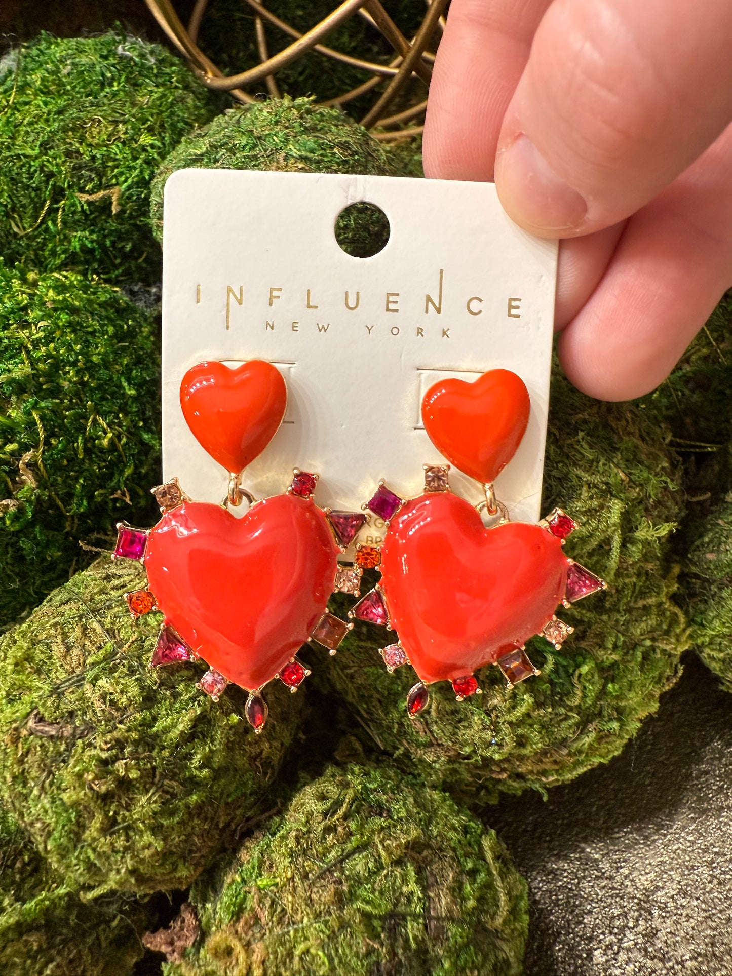 Red Studded Heart Earrings