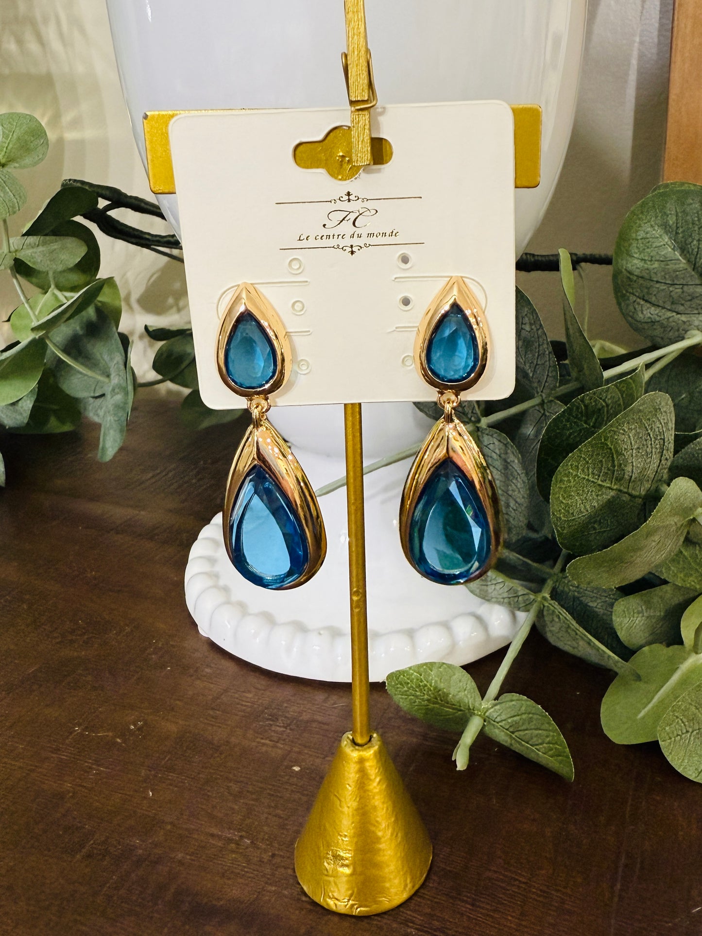 Elevated Teardrop Earrings-Blue