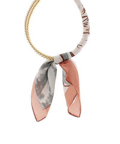 Beaded Scarf Necklace-Peach