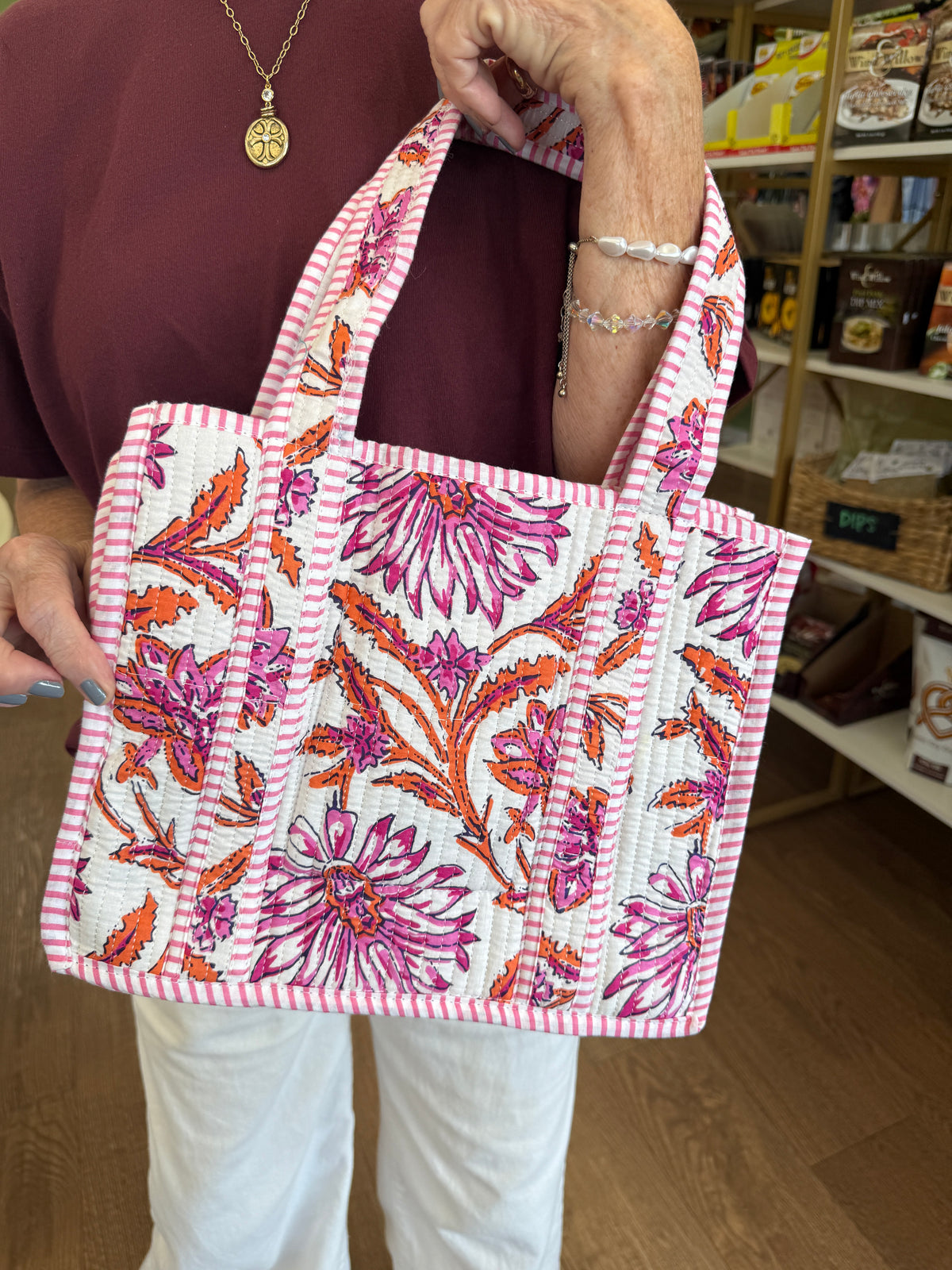 Small Quilted Tote Bags-Sarah Florals