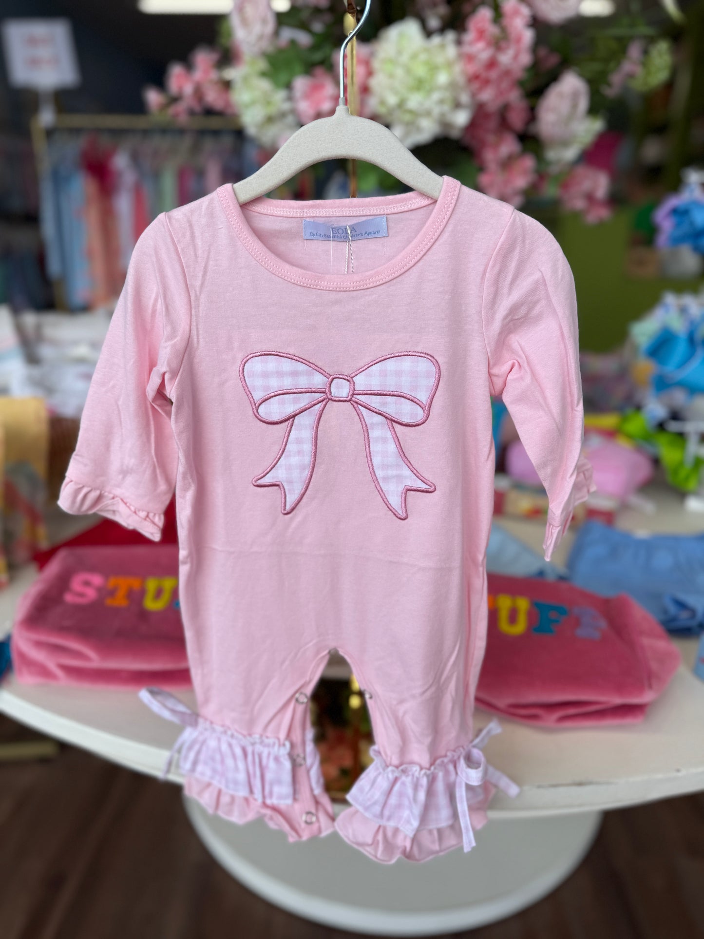 Bow Ruffle Long Romper