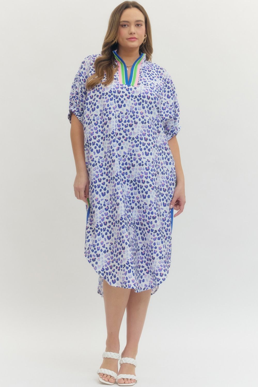 Spring Leopard Midi Dress-CURVY
