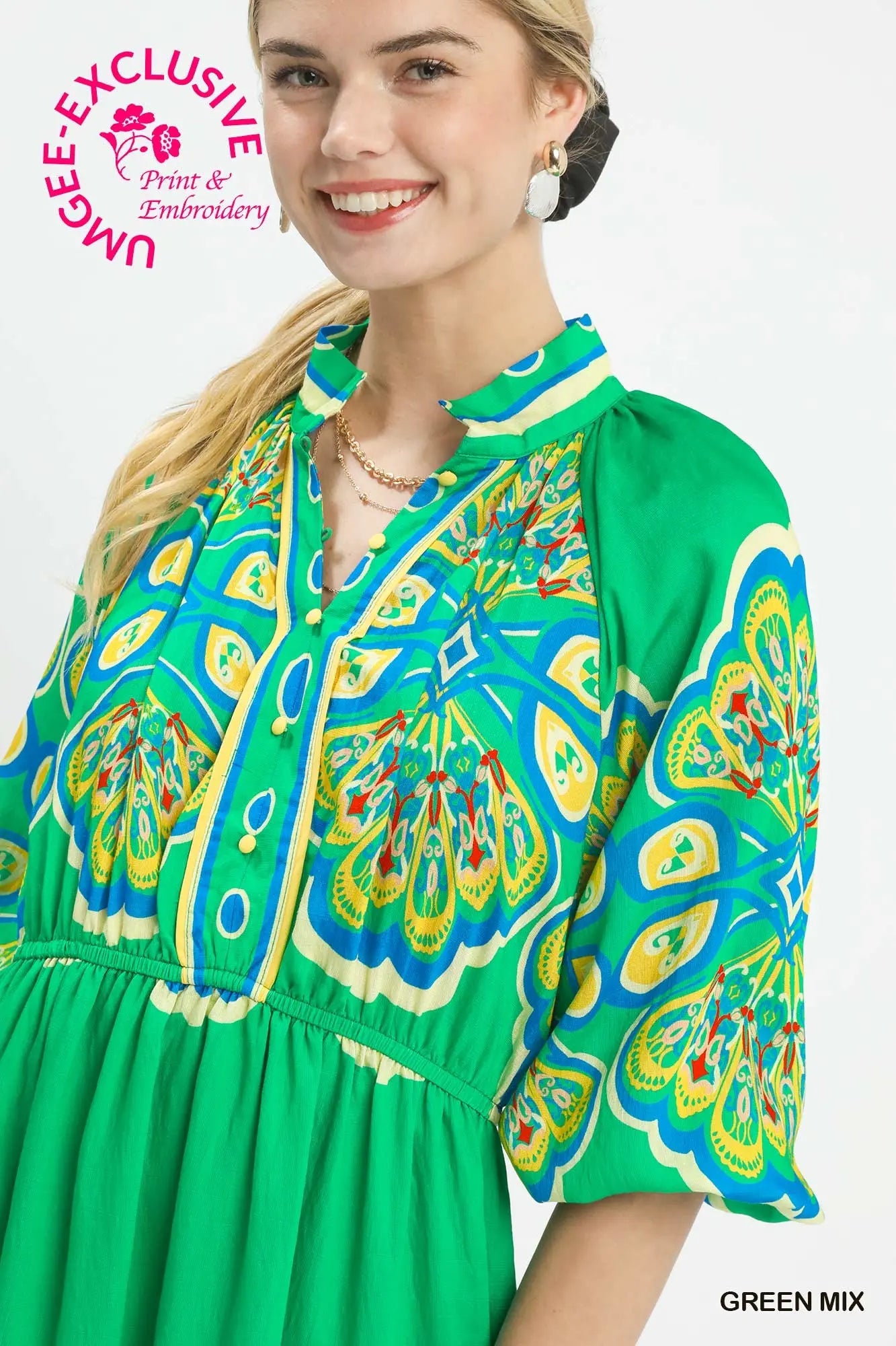 Border Print Midi Dress
