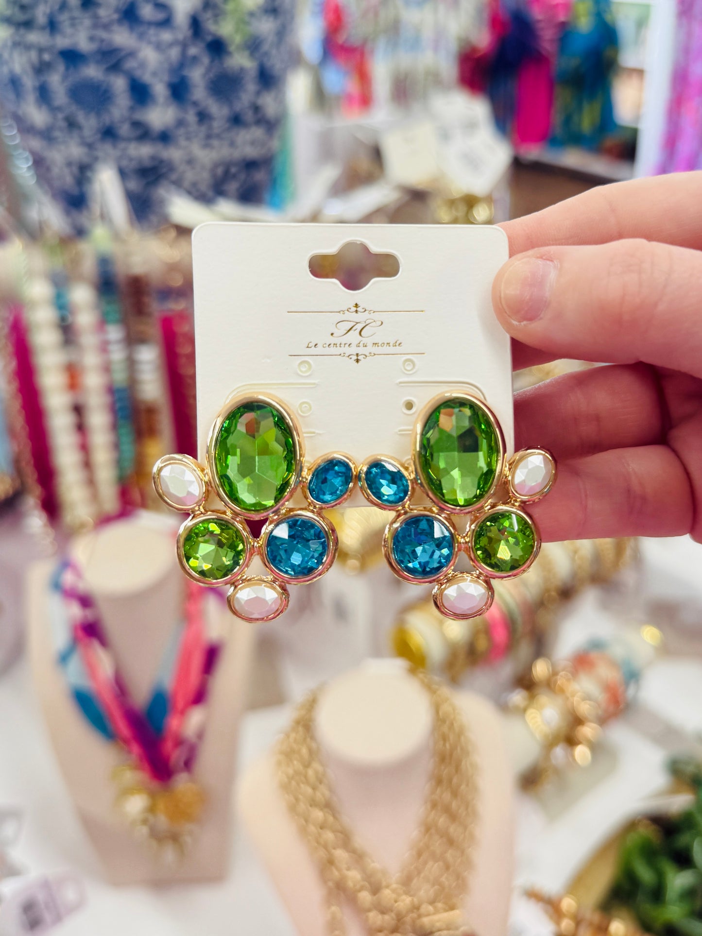 Event Time Earrings-Green/Blue