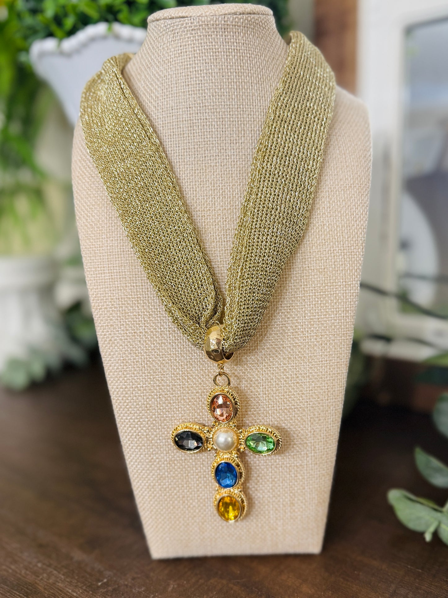 Colorful Cross Scarf Necklace