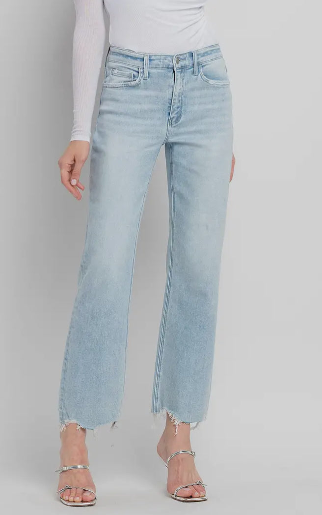 Curvy High Rise Light Wash Slim Wide Jeans