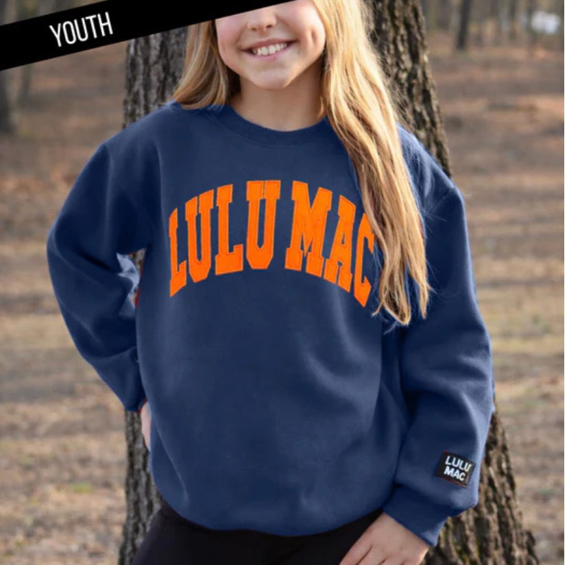 Youth Lulu Mac Sweatshirt Navy/Orange