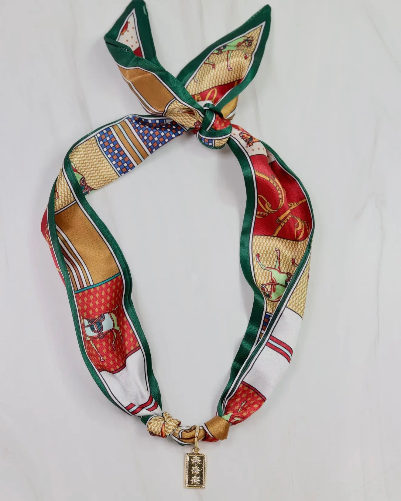 Green + Gold Scarf Necklace