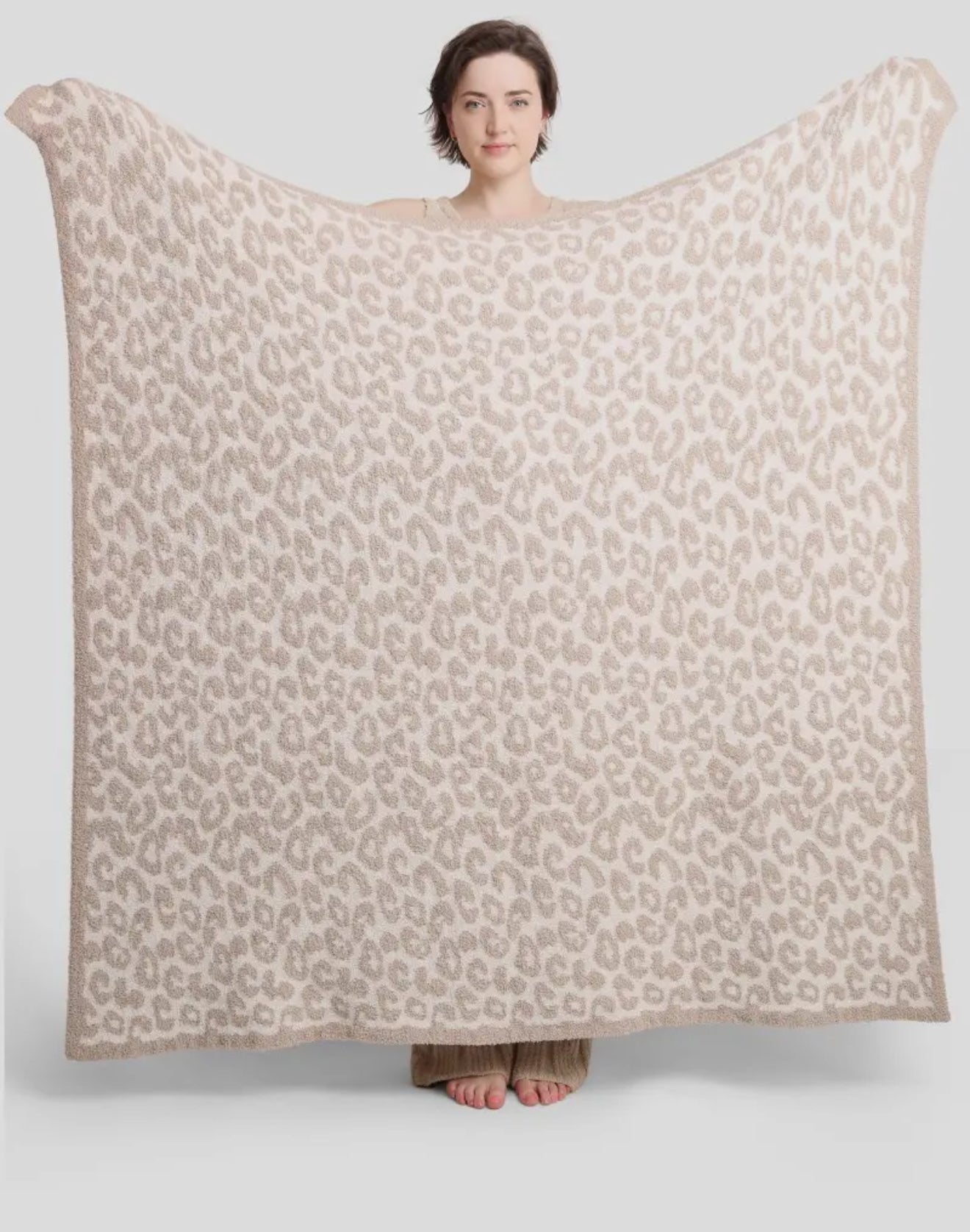 Leopard Print Luxury Throw Blanket-Beige