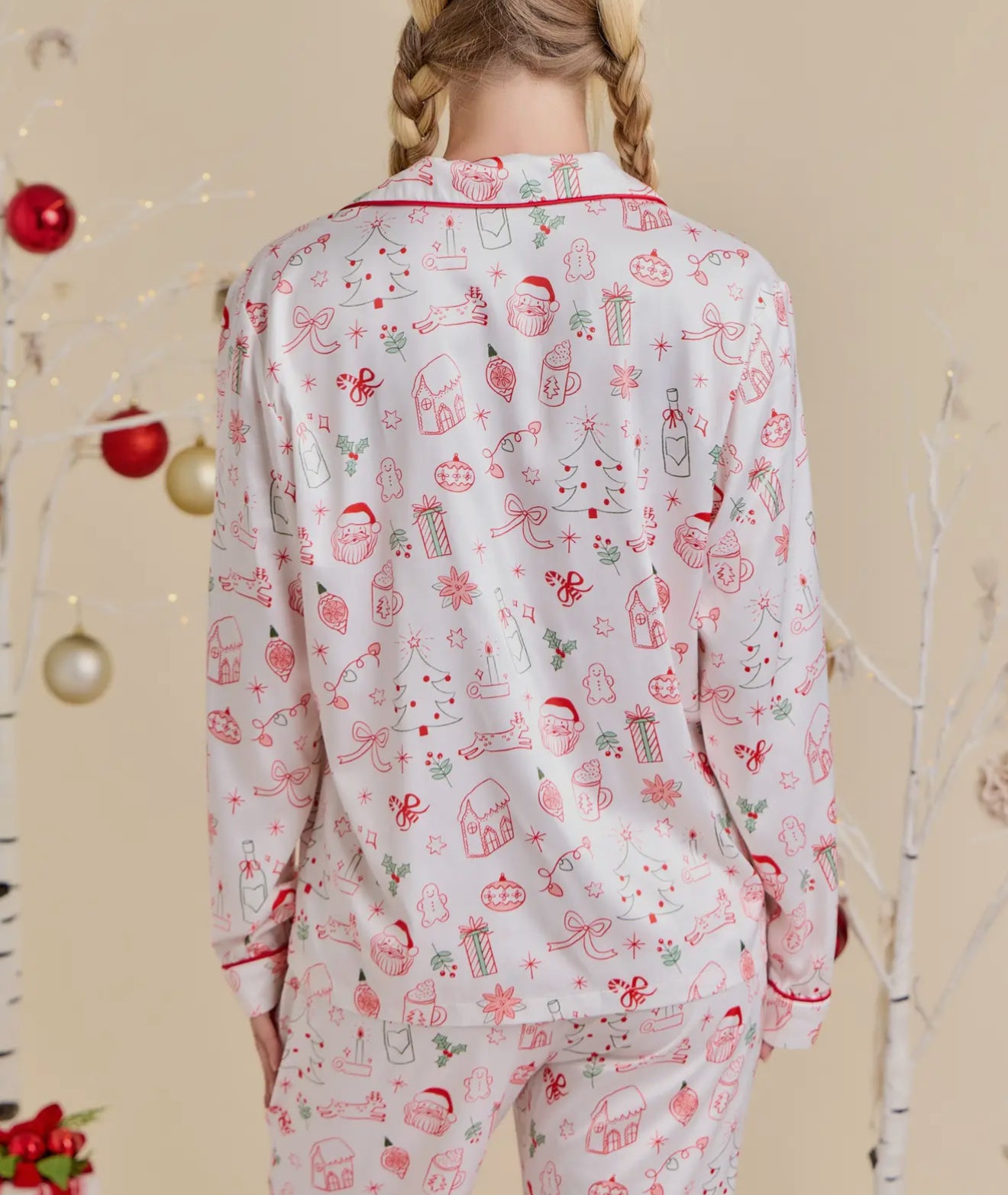 White Christmas Printed Pajamas