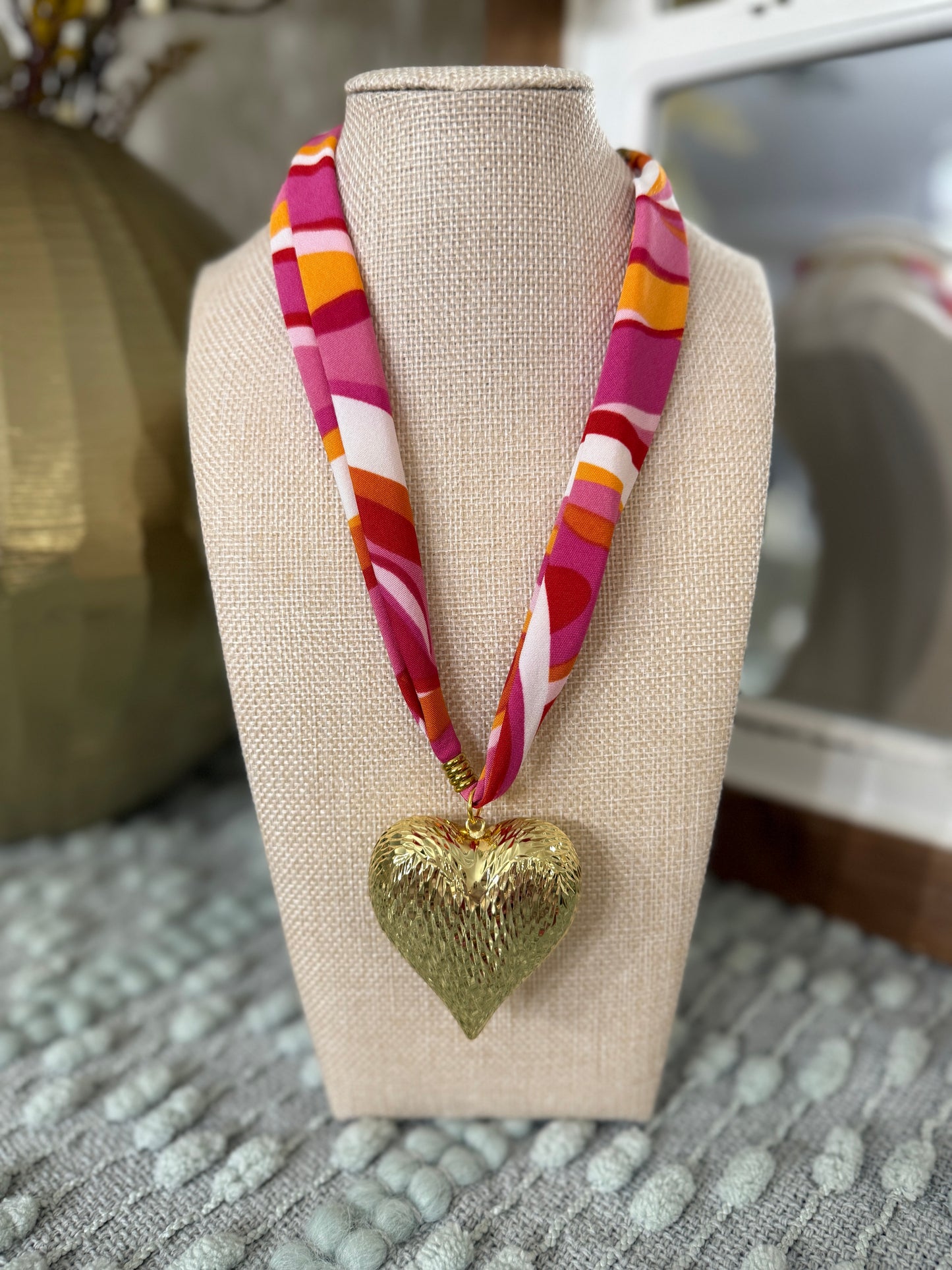 Bold Heart Scarf Necklace
