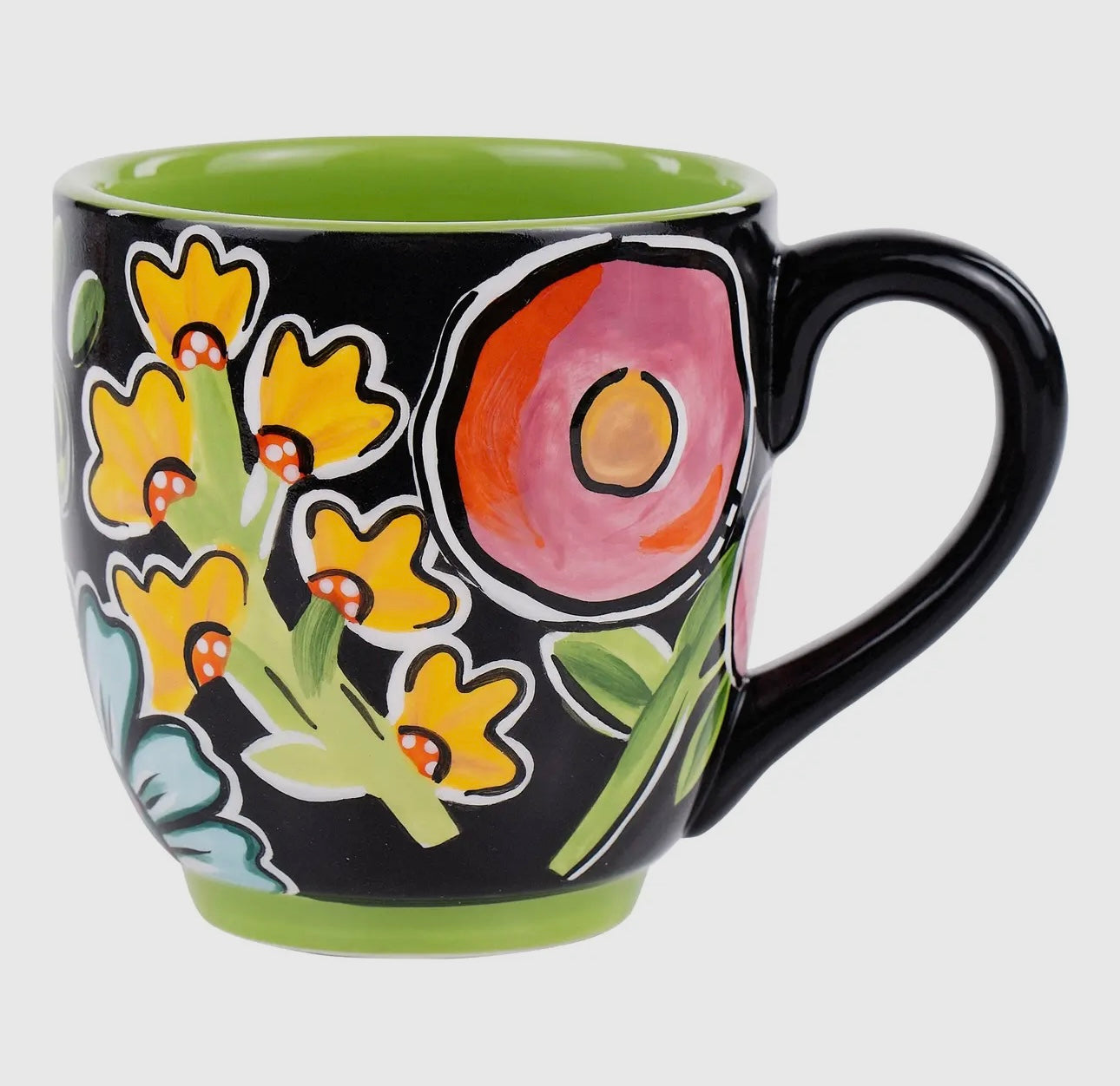 Black Floral Mug
