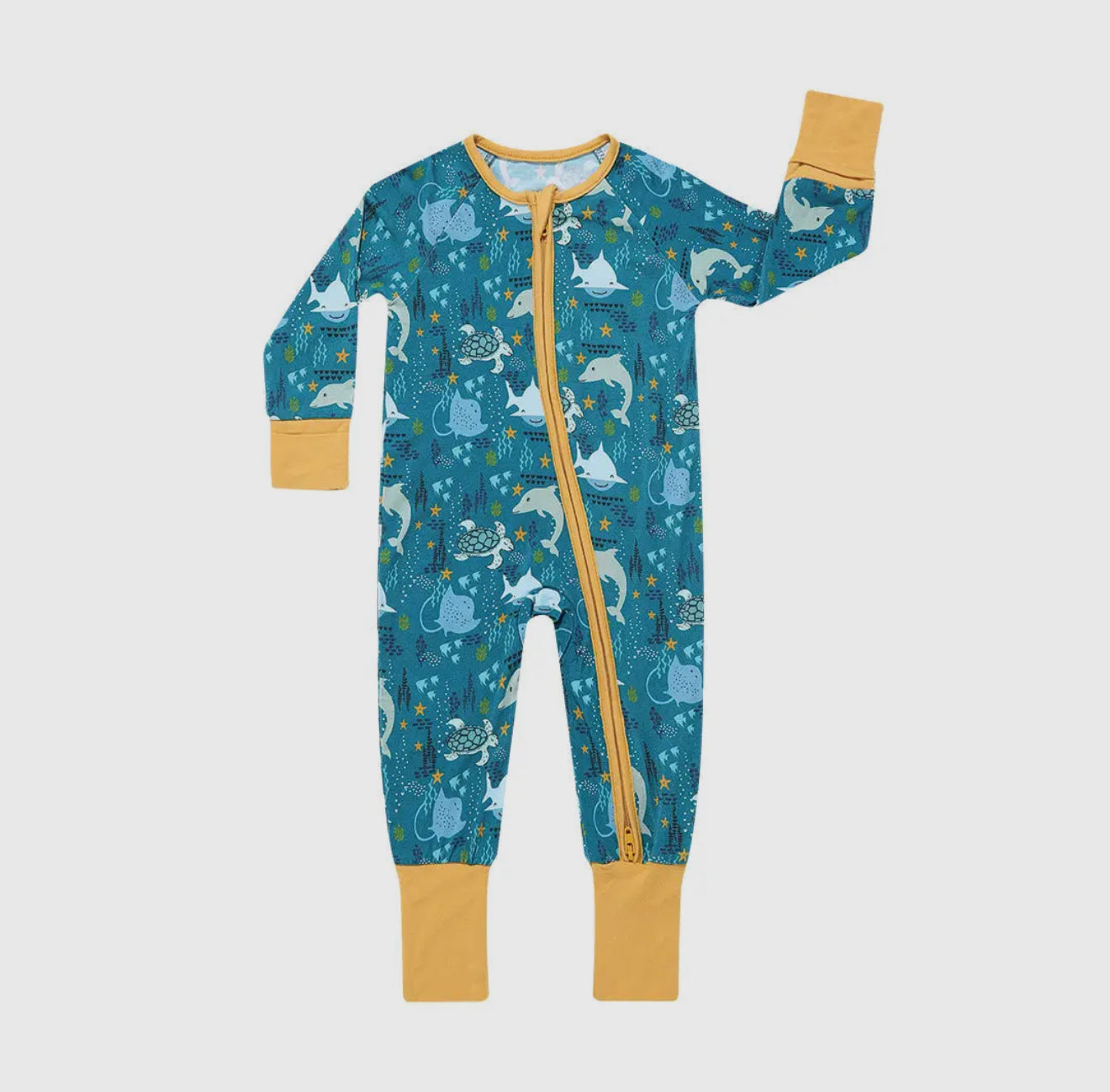 Ocean Friends Bamboo Pajama Convertible Footie Romper