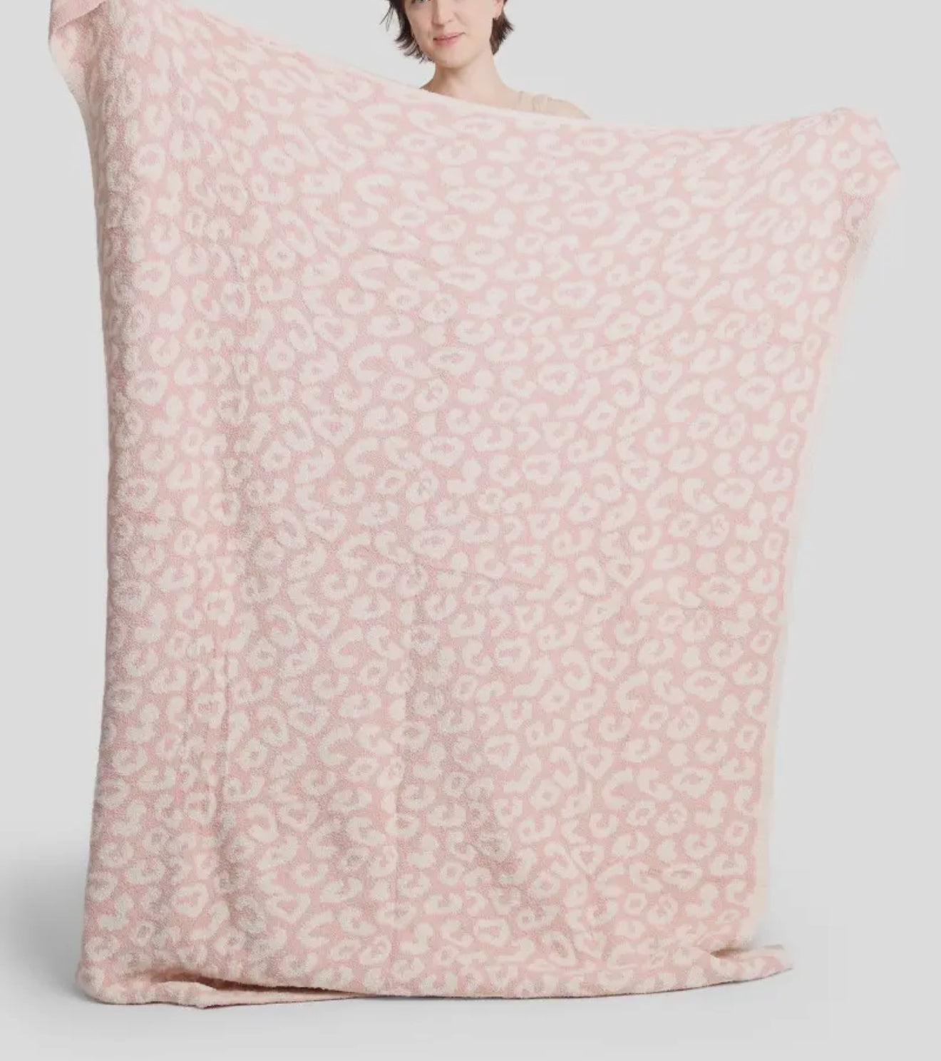 Leopard Print Luxury Throw Blanket-Light Pink