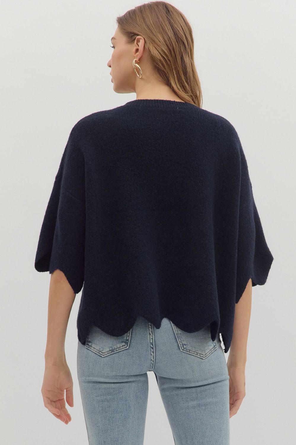 Pretty In Navy Sweater Top