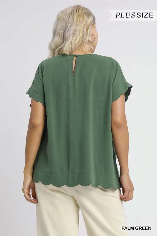 Green Scallop Trim Top