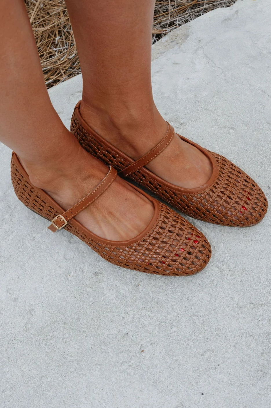 The Classic Woven Mesh Flats-Tan
