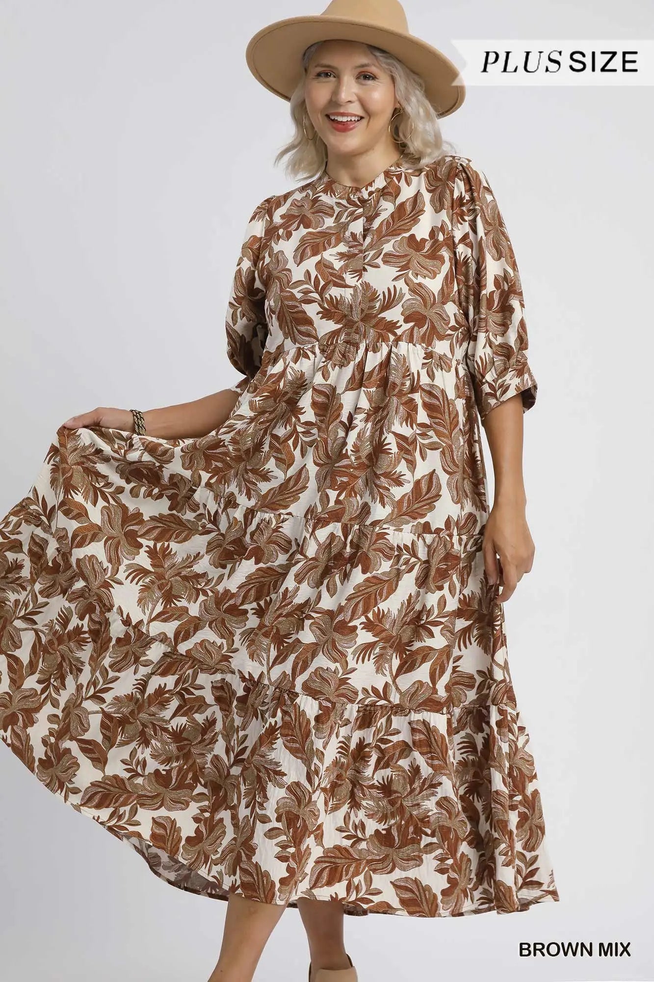 Fall Leaves Midi Dress-Curvy