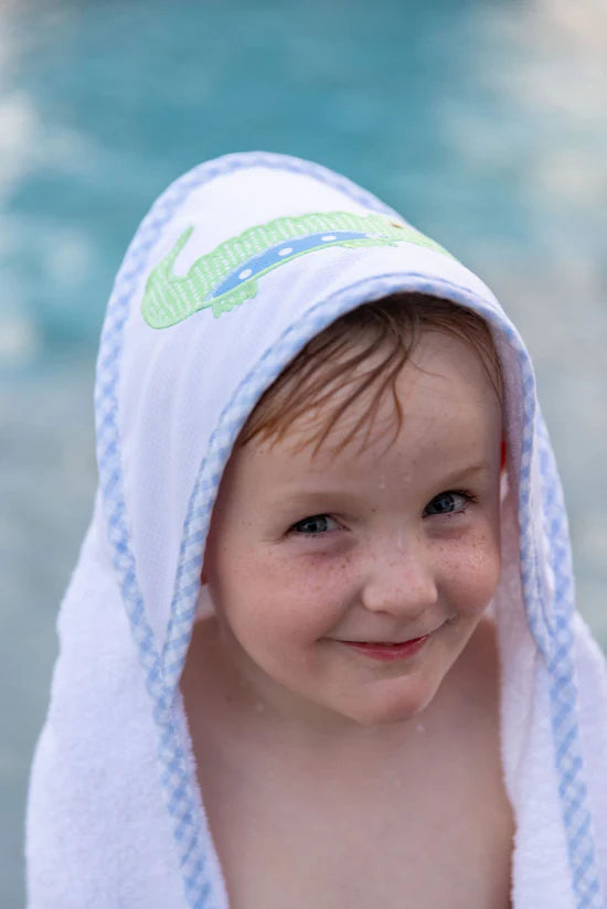 Alligator Baby Hooded Towel & Washcloth Set, Blue