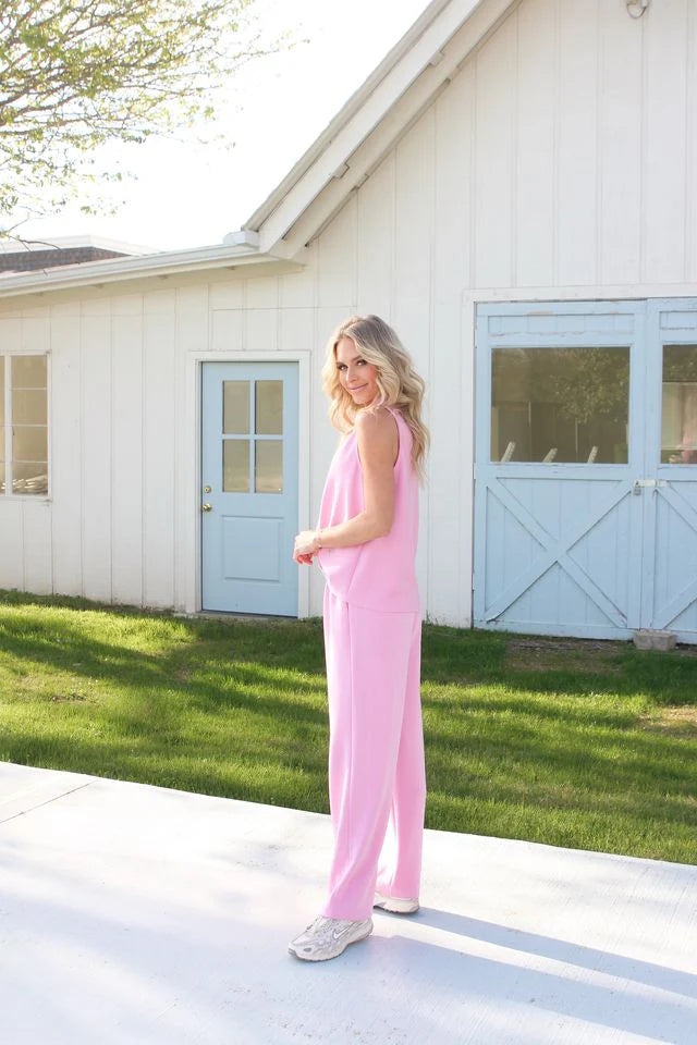 Karlie Pink Solid Scuba Mock Set