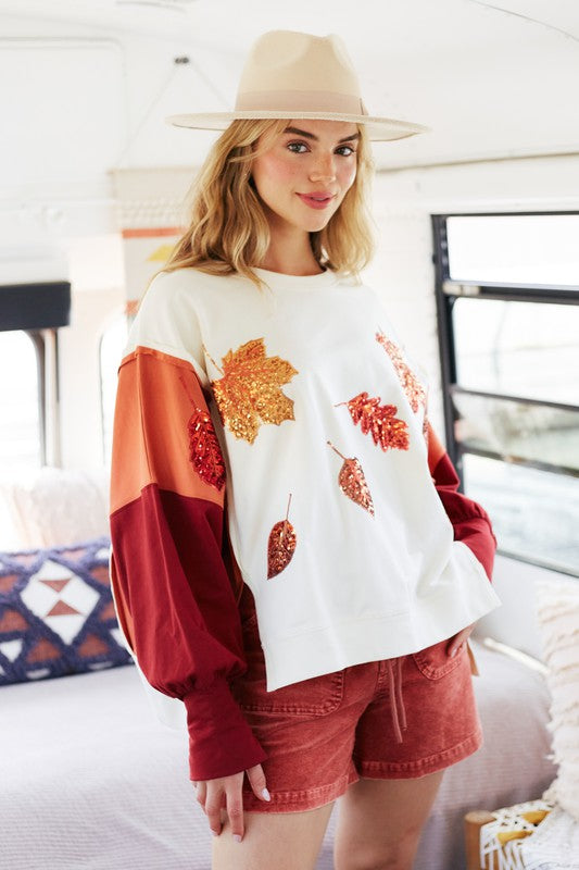 Sparkle Fall Leaves Top