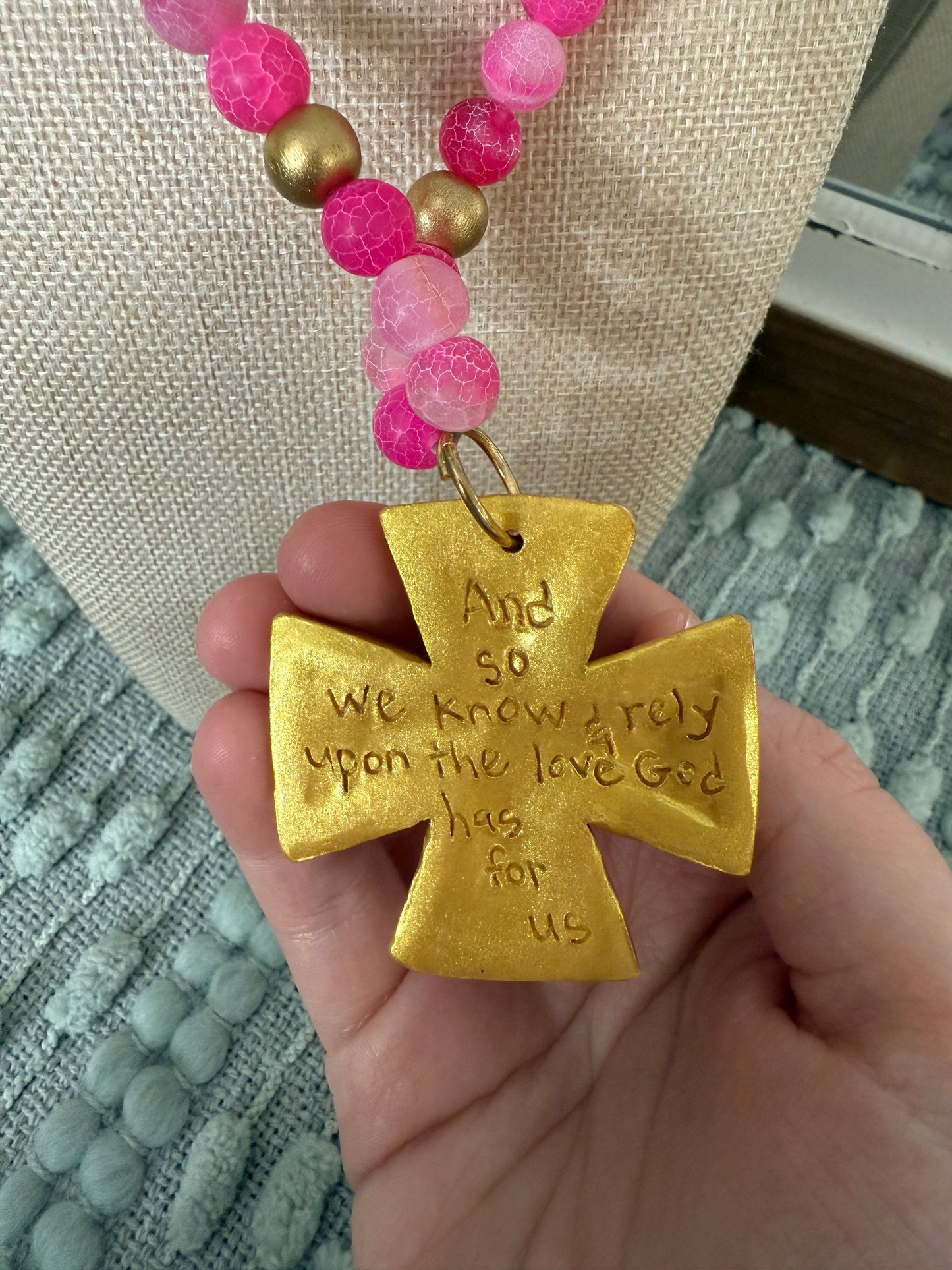 Hidden Truth Pink Cross Necklace