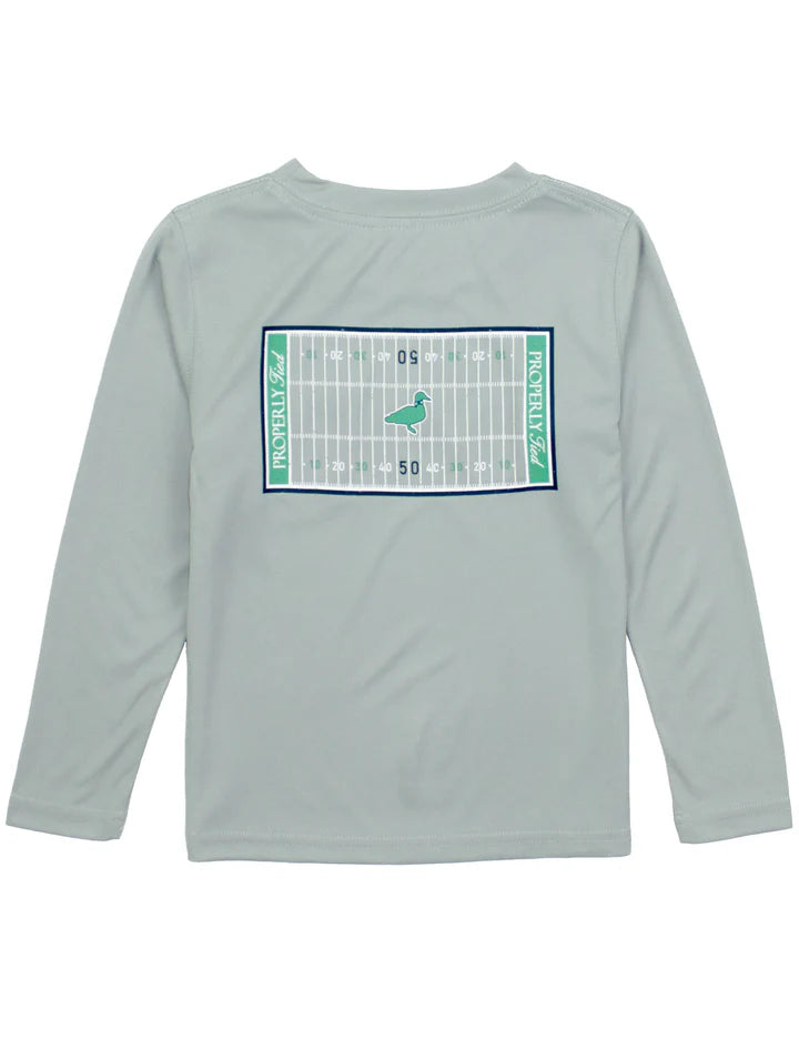 Boys Performance Tee Football Field-Chrome Grey