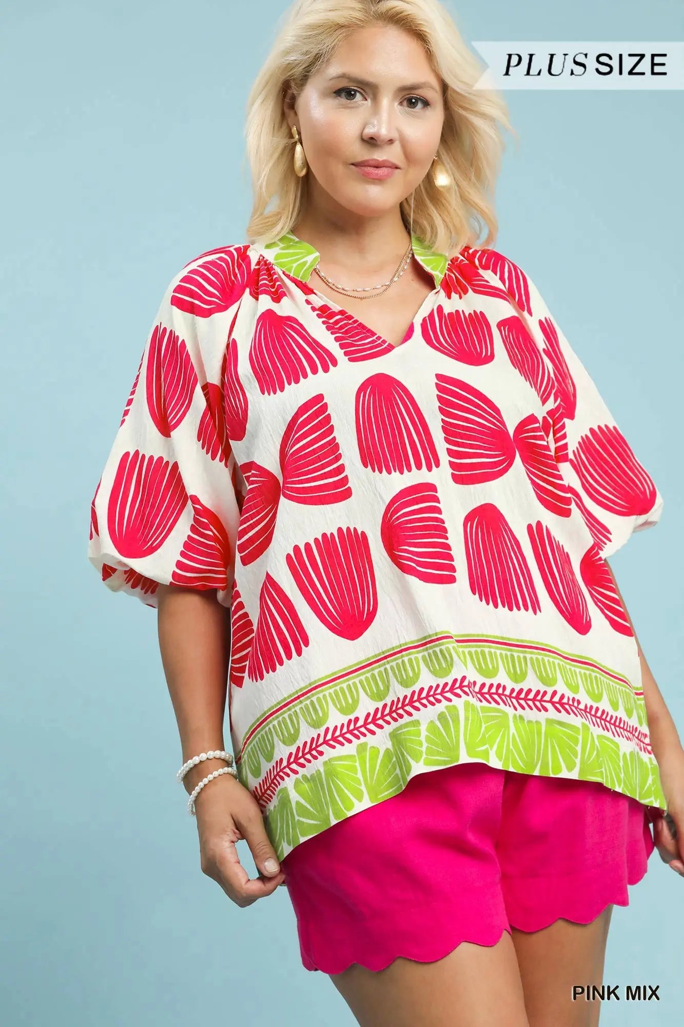 Pink Shell Block Top in CURVY