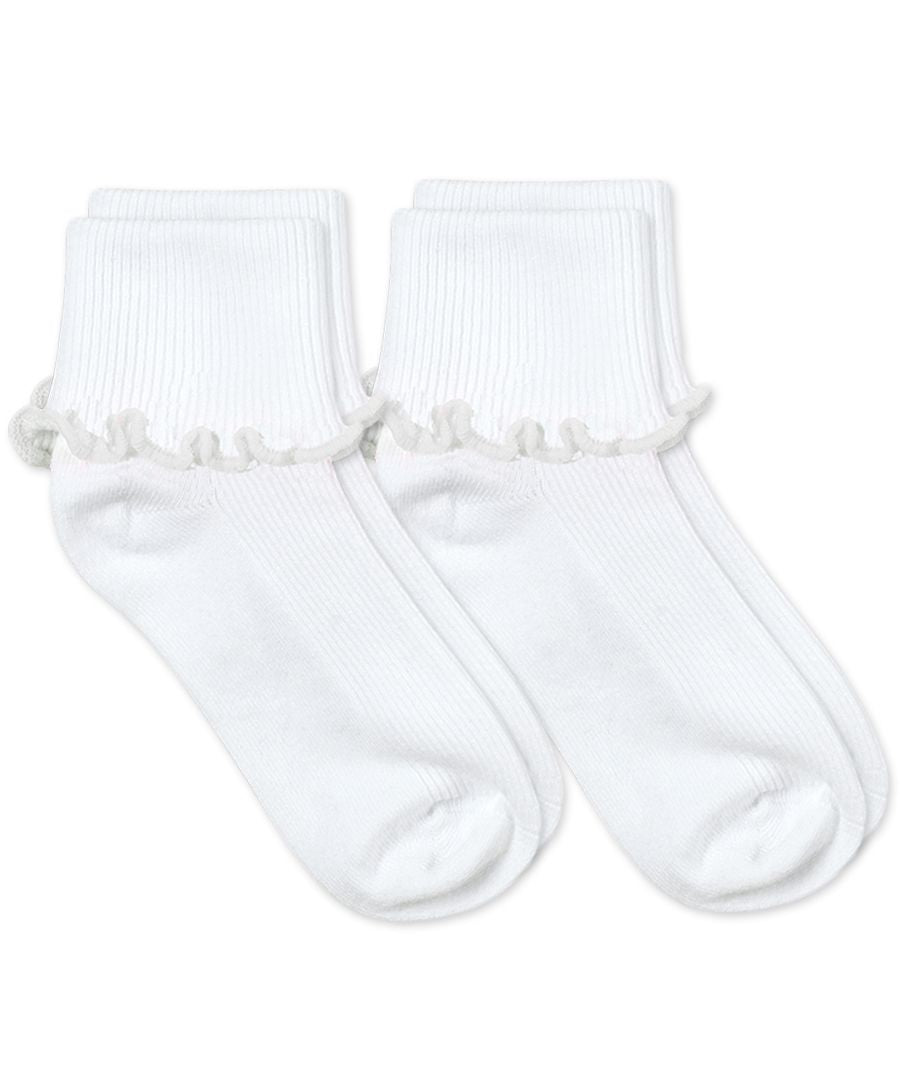 Jefferies Socks Ripple Edge Smooth Toe Turn Cuff Socks 2 Pair Pack-White