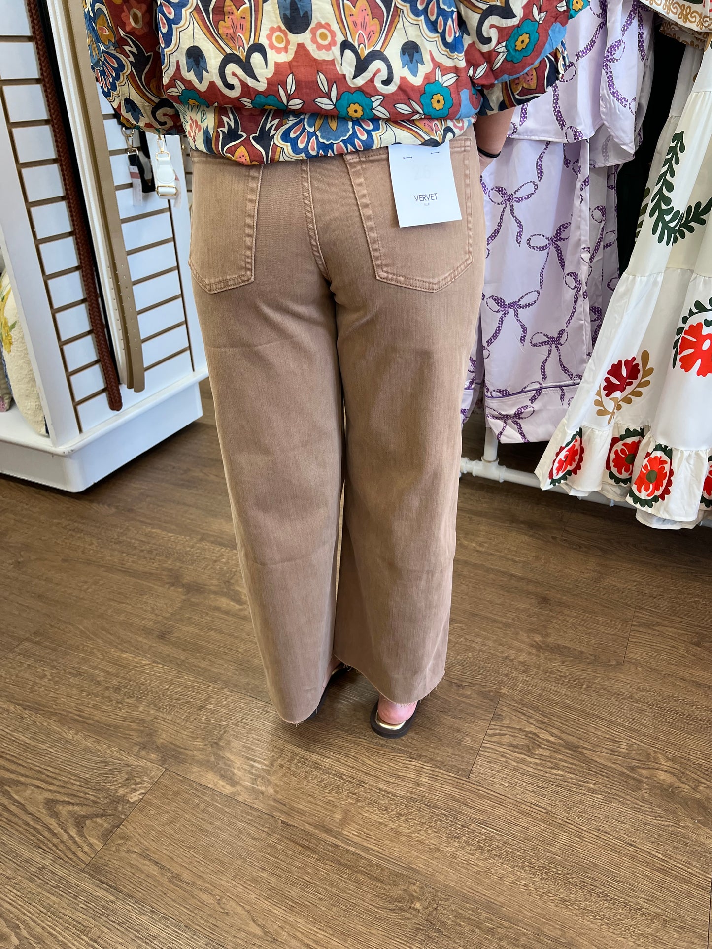 Brown Vervet Wide Leg Jeans