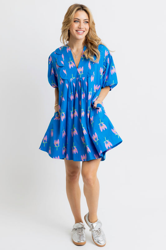 Karlie Poppy Scallop Vneck Dress
