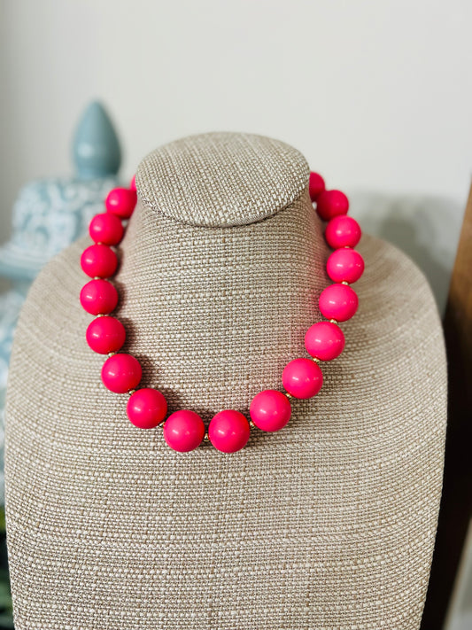 Well Rounded Necklace-Hot Pink