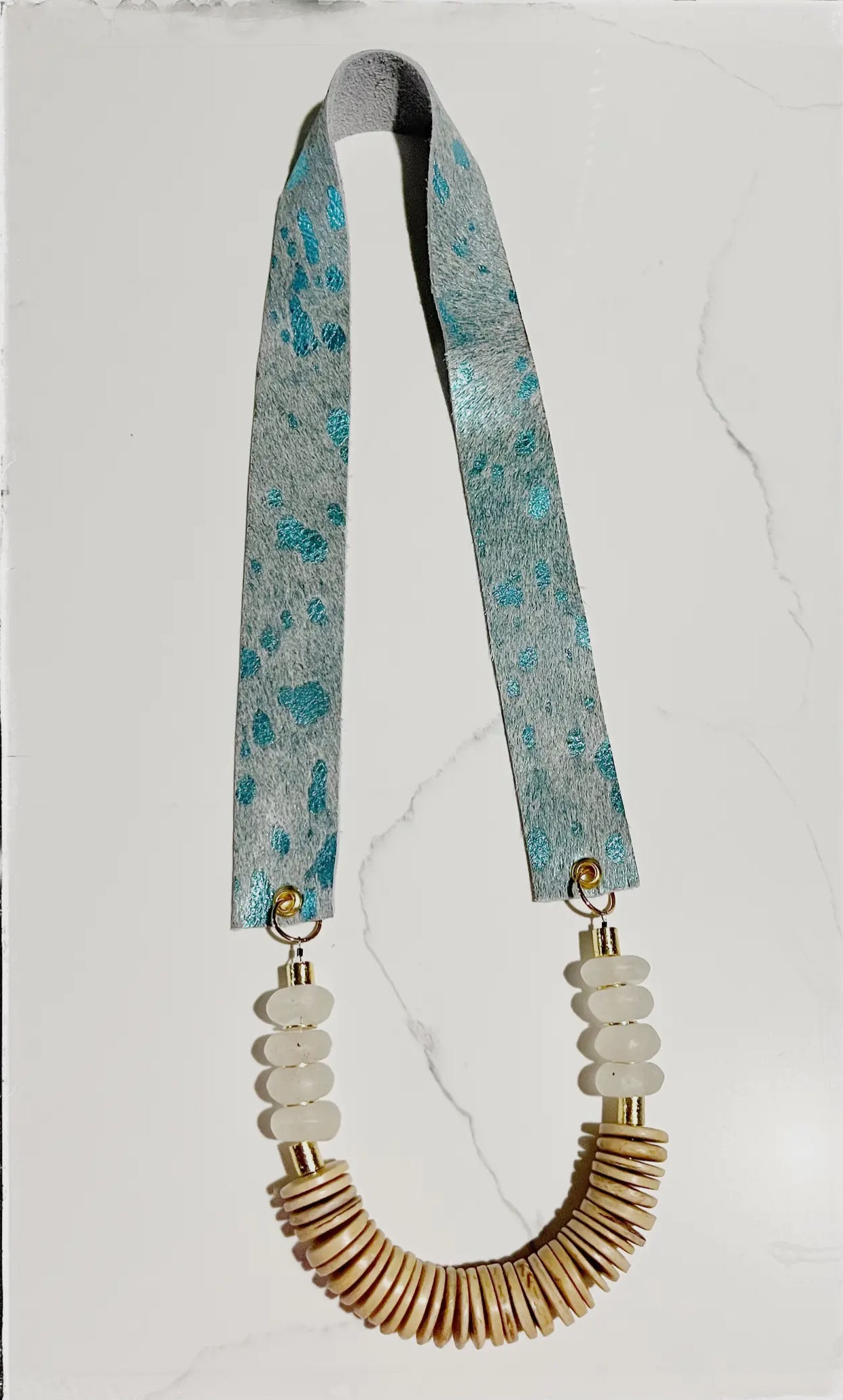 Turquoise Hair Hide Fabric Strap Necklace