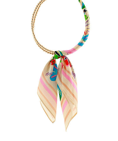 Beaded Scarf Necklace-Ivory Multi