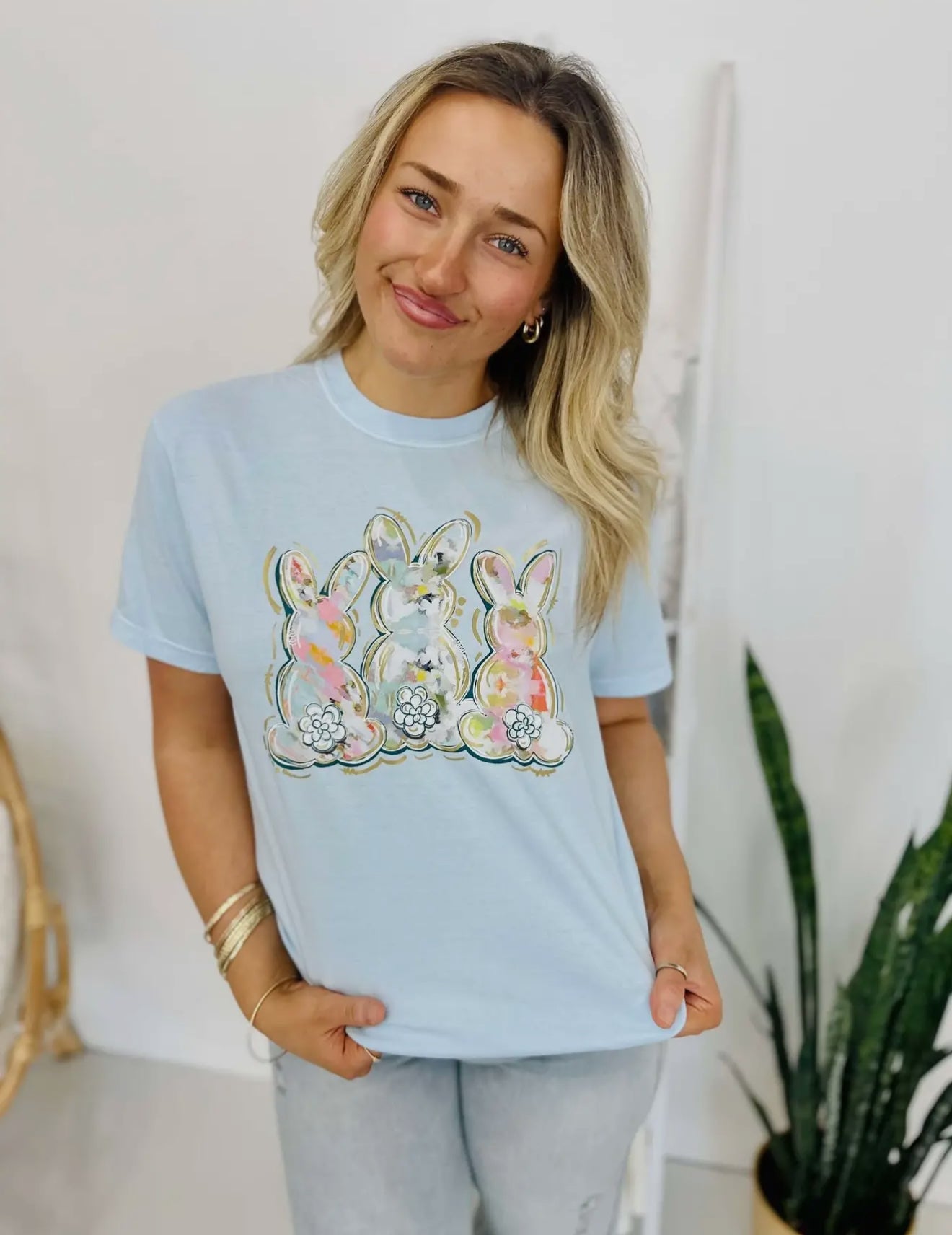 Watercolor Easter Bunnies Trio Tshirt